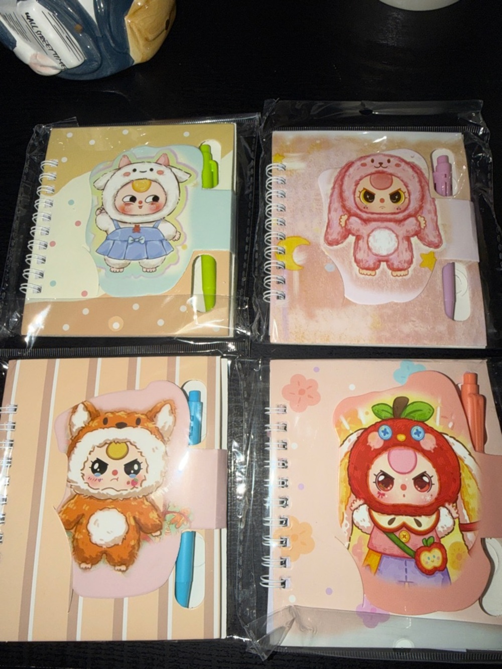 Cute Spiral Notebooks with Pen- Set of 4